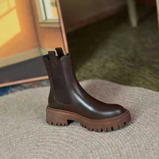 Botas Tubo Retro Slim Marrón Humo para Mujer - Image 12