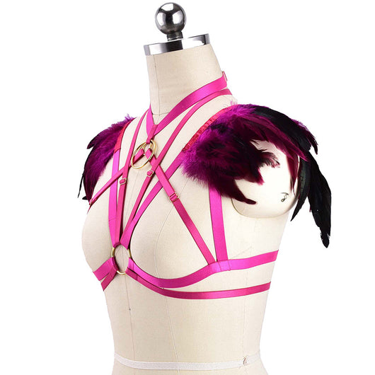 Sostén Harness Gótico Punk con Plumas para Eventos y Prom - Image 13