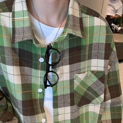 Camisa a Cuadros Manga Larga para Hombre - Primavera y Otoño - Image 4