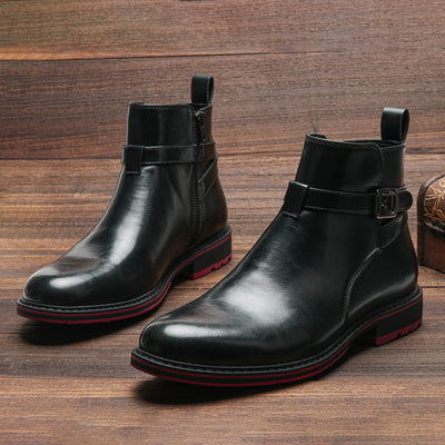 Botas Negras de Moda para Hombre con Detalles en Rojo - Image 12