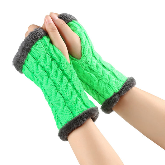 Guantes de Invierno Tejidos sin Dedos - Lana Térmica Gruesa para Mujer - Image 10