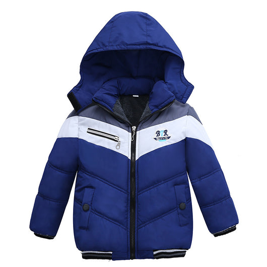 Boys' black, red, and white hooded padded jacket with chevron pattern, full zipper, and "BTR BOYS" logo. - Image 7