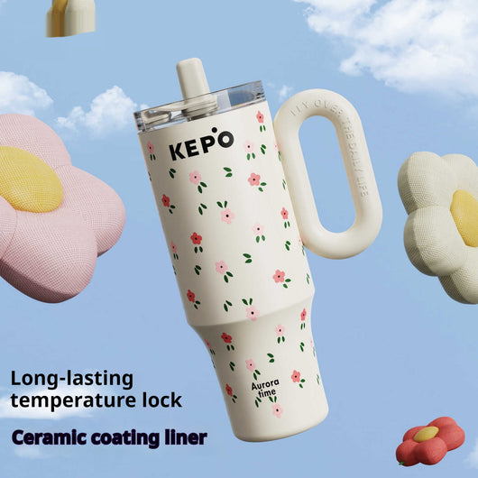 Termo Infantil Grande con Pajita - Vaso Térmico Cerámica para Niñas