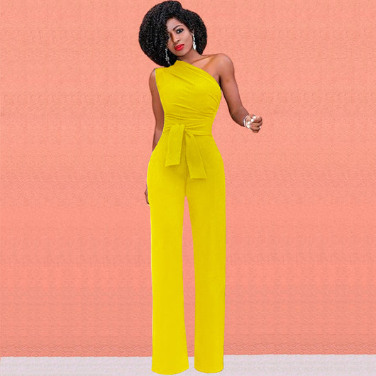 Jumpsuit con Hombros Inclinados Asimétrico - Image 25