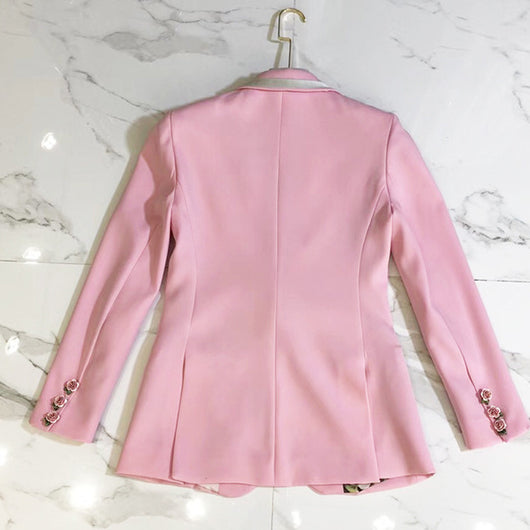 Blazer Slim Rosa con Forro Estampado - Image 5