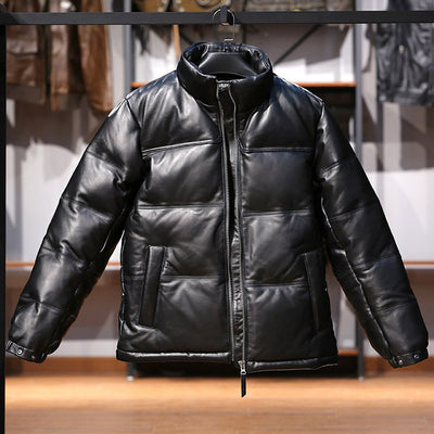Chaqueta de Cuero con Plumón de Oveja y Cuello de Pie - Image 11