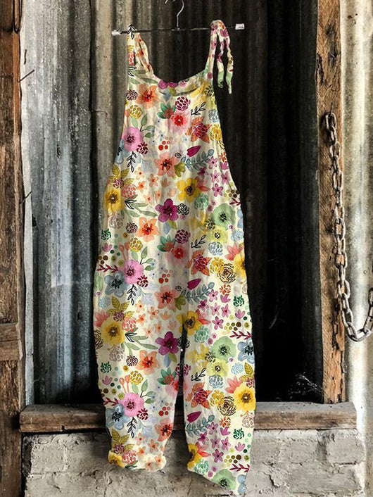 Jumpsuit Retro de Pierna Ancha con Estampado Dulce para Mujer - Image 13