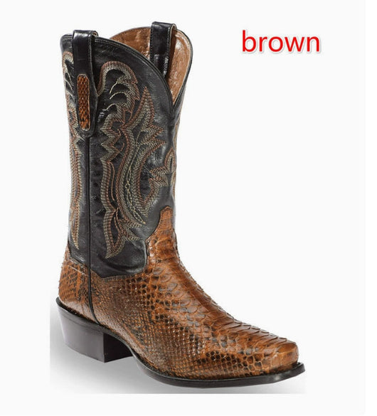 Botas de Hombre Patchwork Acolchadas con Punta Bordada - Image 6
