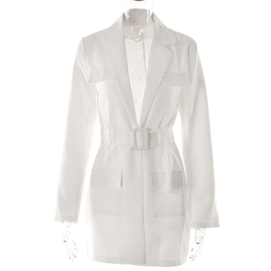 Vestido Oversized de Manga Larga con Solapa para Mujer - Image 3