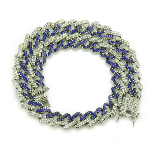 Collar Cadena Cubana Cuadrada con Diamantes Geométricos para Hombre - Image 9
