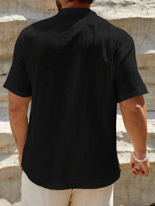 Camisa Casual de Manga Corta con Cuello Parado - Transpirable y Versátil - Image 70