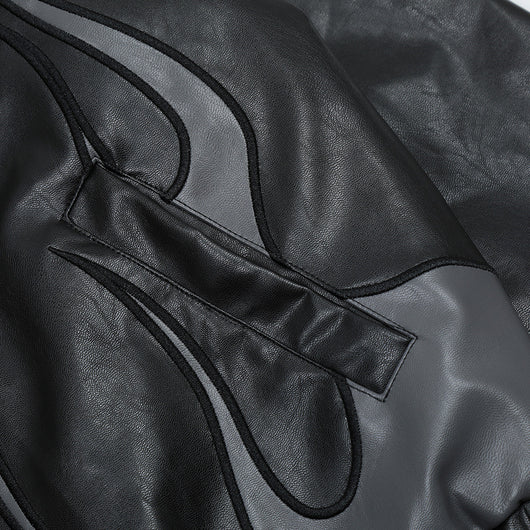 Chaqueta de Cuero para Hombre con Parches Bordados Estilo Locomotora Racing - Image 2