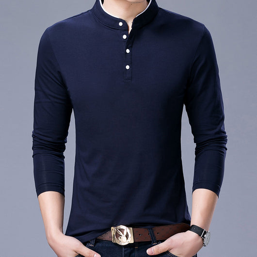 Camiseta Manga Larga Cuello Mao de Algodón para Hombre - Image 3