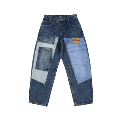 Jeans Vintage Deconstruido con Parches Pesados Lavado Retro - Image 6