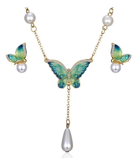 Aretes de Perla Mariposa - Set de Diseño Elegante - Image 7