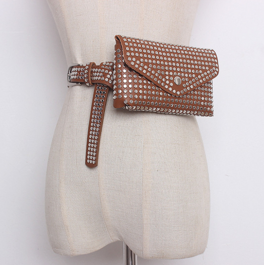 Bolsa de Cintura Punk Remaches - Bolso Bandolera Multifuncional para Teléfono y Compras
