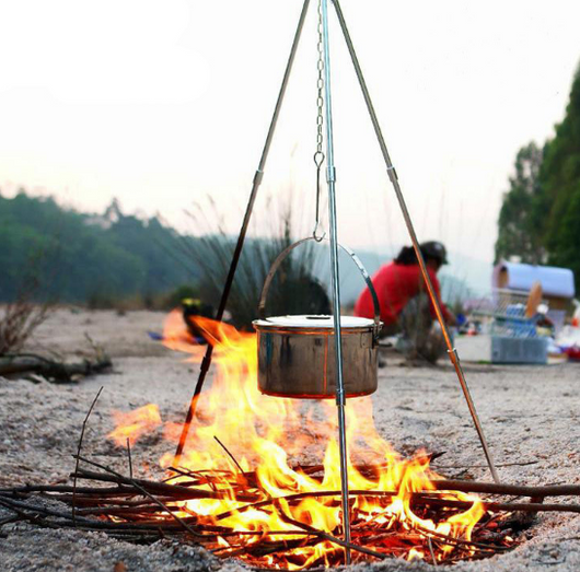 Trípode de Aluminio para Camping - Soporte Colgante de Ollas para Fogata