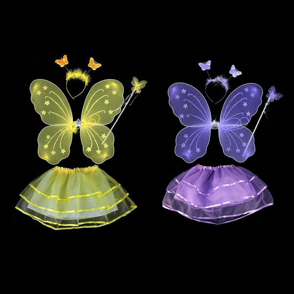 Vestido de tres piezas con alas de mariposa