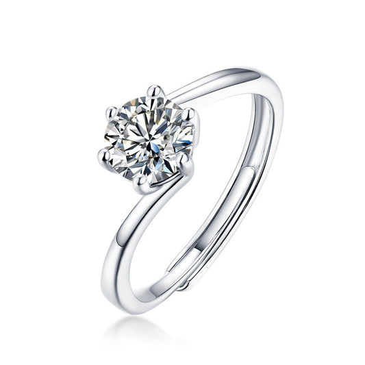 Anillo de Plata Esterlina con Moissanita - Diseño Femenino Atrevido