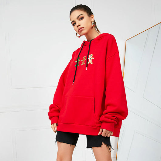 Sudadera Suelta de Manga Larga en Colores Sólidos para Mujer