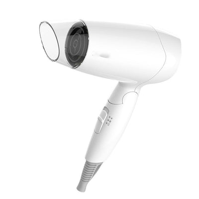 White compact hair dryer with a clear nozzle and control buttons on the handle, ideal for household or travel use. - Image 10