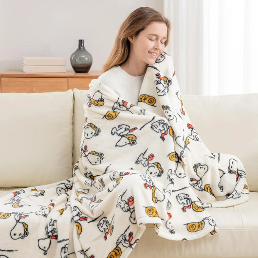 Cobija de felpa Peanuts Velvet Loft Snoopy 140 x 178 cm – Diseño The Flying Ace, oficial y ultra suave - Tekeno