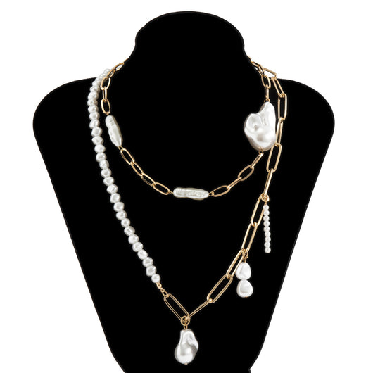 Collar Asimétrico de Perlas Imitadas - Diseño Moderno y Elegante - Image 7