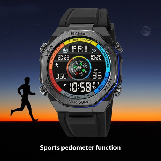 Reloj Deportivo Digital para Hombre con Brújula, Alarma y Luz Nocturna