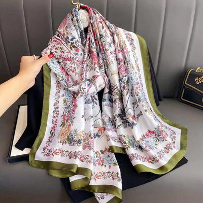 Pañuelo de Seda Estampado Mariposas - Chal Largo Delgado para Mujer - Image 16