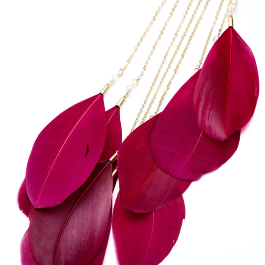 Aretes Bohemios con Plumas y Borlas - Image 2