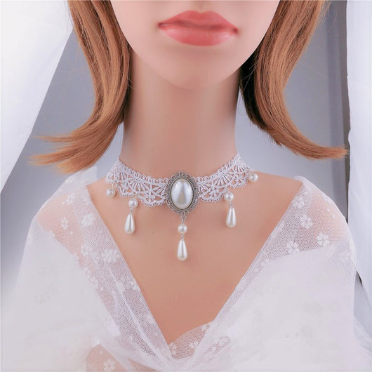 Collar Personalizado de Cristal Multicapa con Encaje y Cadena de Hueso - Image 12