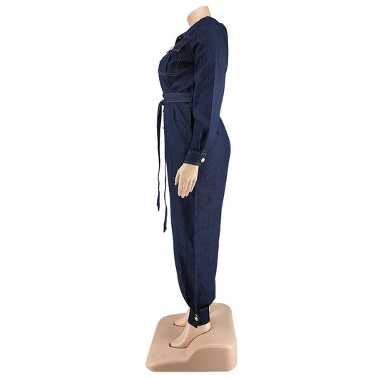 Jumpsuit de Mezclilla Talla Grande para Mujer - Comodidad y Estilo Otoñal - Image 14