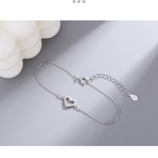 Pulsera Tobillera de Plata Esterlina 925 con Diamante Love - Image 10