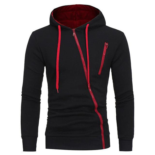Sudadera con Capucha y Cierre Diagonal - Suéter Sólido para Hombre - Image 2