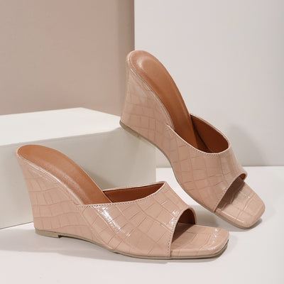 Sandalias Romanas de Cuña para Mujer con Tira Única y Textura Cuadros - Image 4