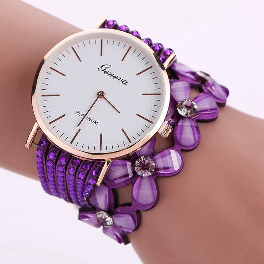 Reloj Elegante Geneva Flores para Mujer - Pulsera Cuarzo Diamantes Cristal - Image 8