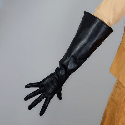 Guantes Largos de Cuero Charol con Mangas Abullonadas 50cm - Image 21