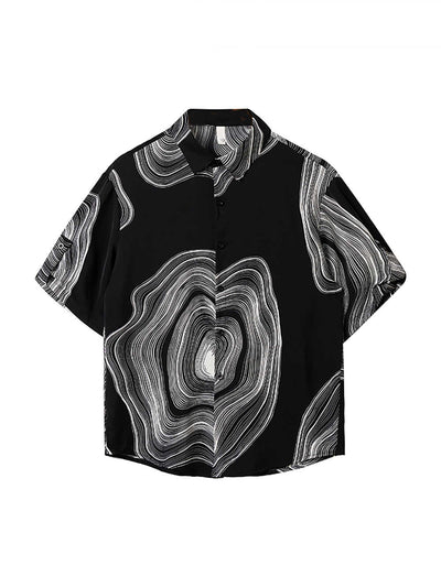 Camisa Casual Hombre Manga Corta Contraste Retro Suelta - Image 6