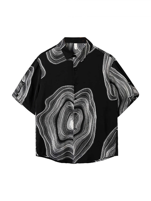 Camisa Casual Hombre Manga Corta Contraste Retro Suelta - Image 6