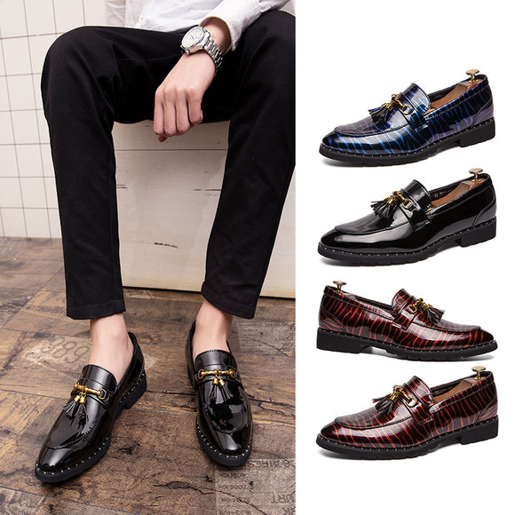 Zapatos de Cuero Puntiagudos Estilo Coreano para Hombre