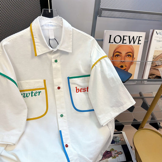 Camisa Suelta con Bolsillos de Contraste para Hombre y Mujer - Image 2