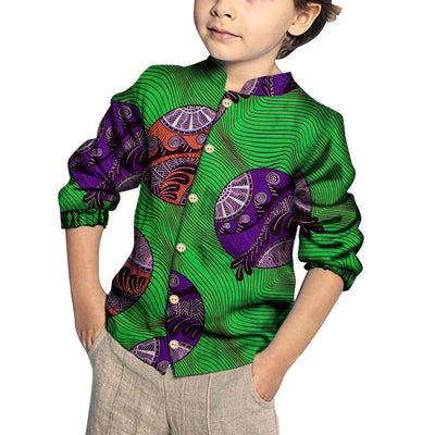 Camisa de Algodón para Niño con Estampado y Patchwork Moderno - Image 13
