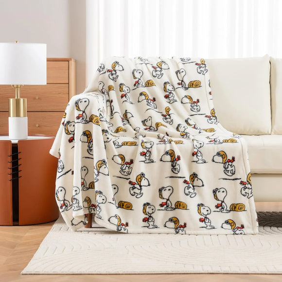 Cobija de felpa Peanuts Velvet Loft Snoopy 140 x 178 cm – Diseño The Flying Ace, oficial y ultra suave