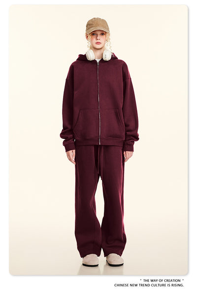 Sudadera con Capucha Polar de Colores Sólidos Holgada y Cómoda para Deportes - Image 24