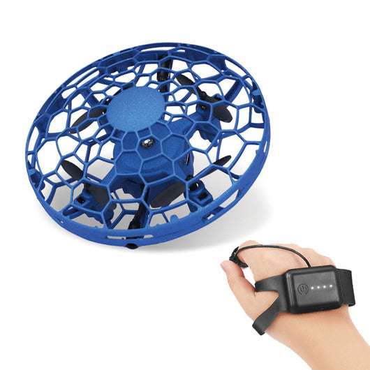 Gold mini UFO drone with a spherical protective cage and black propellers, sold as a 3-piece set. - Image 48