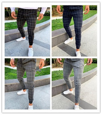 Pantalones casuales a cuadros con tecnología stretch para hombre