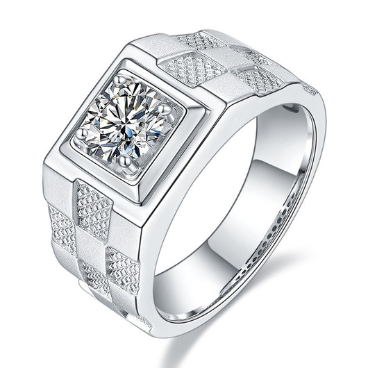 Anillo de Moissanita Diamante para Hombre Diseño Minimalista - Image 3