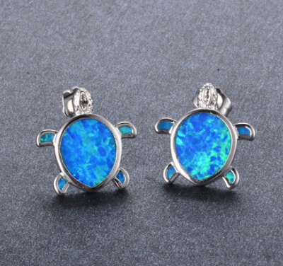 Collar colgante tortuga marina con ópalo azul y plata laminada para mujer - Image 21