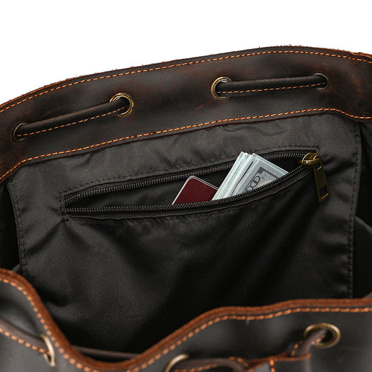 Mochila Vintage de Cuero Crazy Horse Gran Capacidad - Image 12