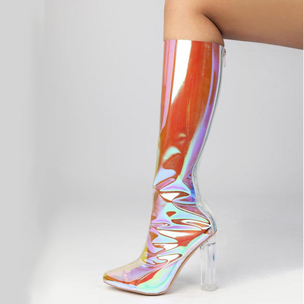 Botas Altas Plataforma Talla Grande Tacón Grueso Punta Redonda para Mujer - Image 4